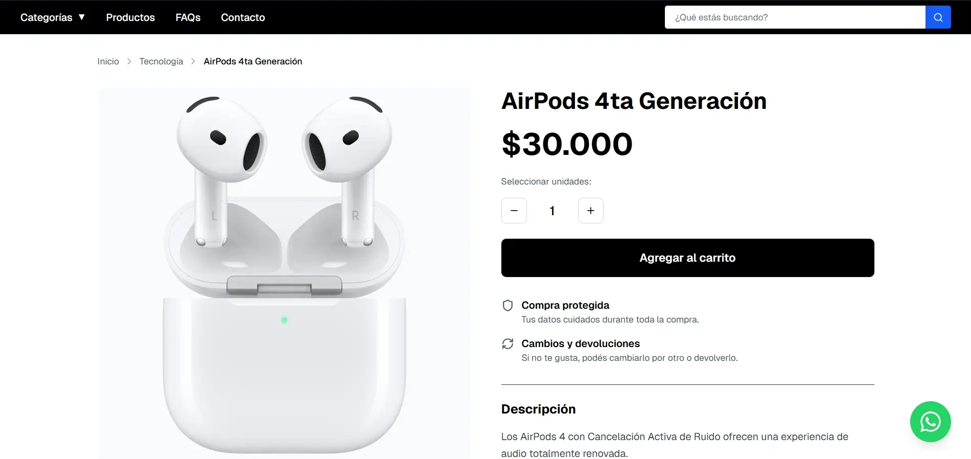 Paso 1: Seleccionar productos - Vista Desktop