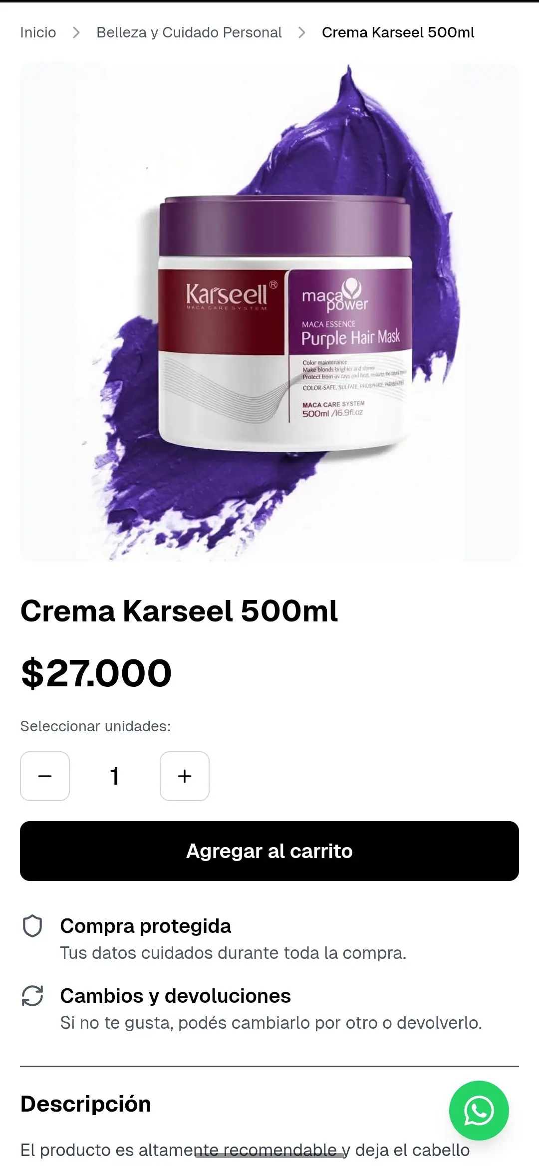 Paso 1: Seleccionar productos - Vista Mobile