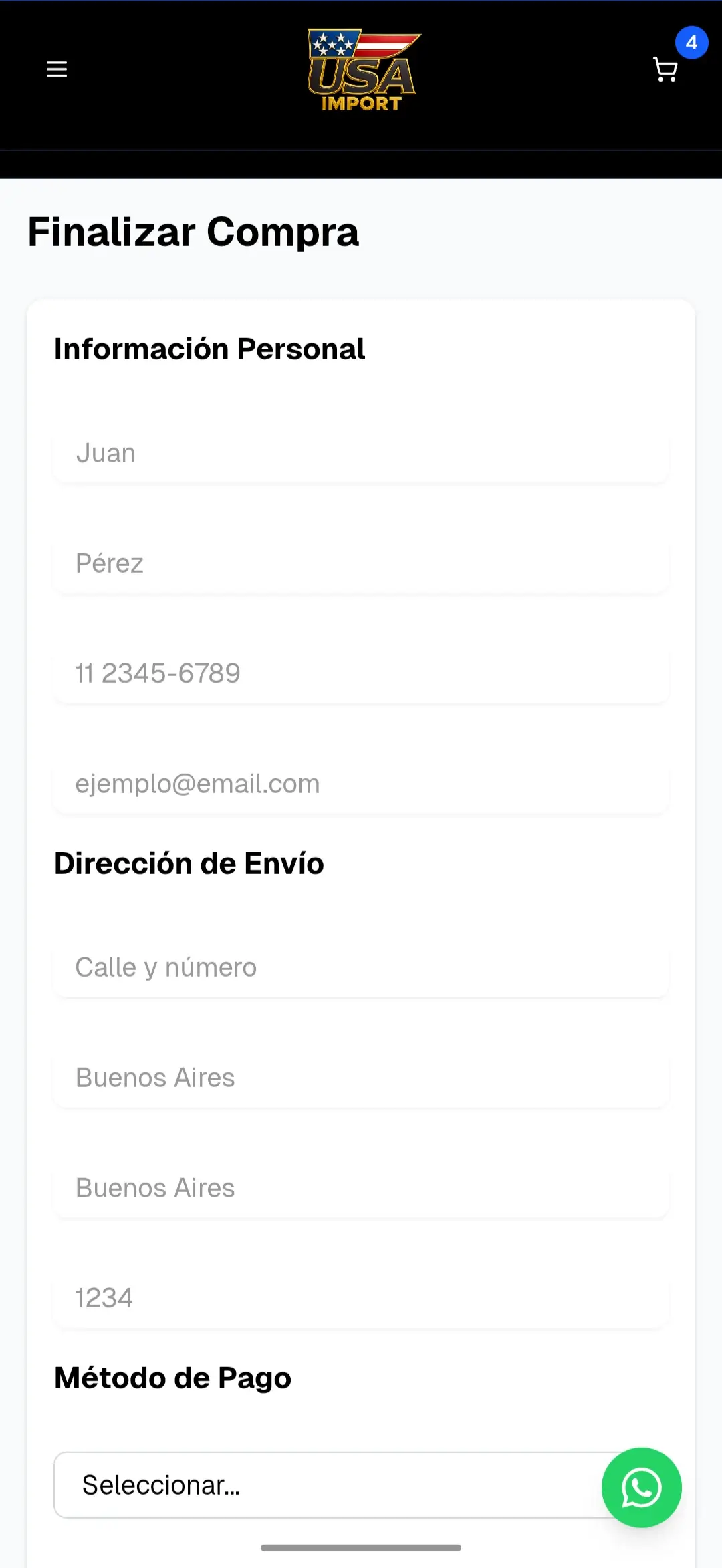 Paso 3: Finalizar compra - Vista Mobile
